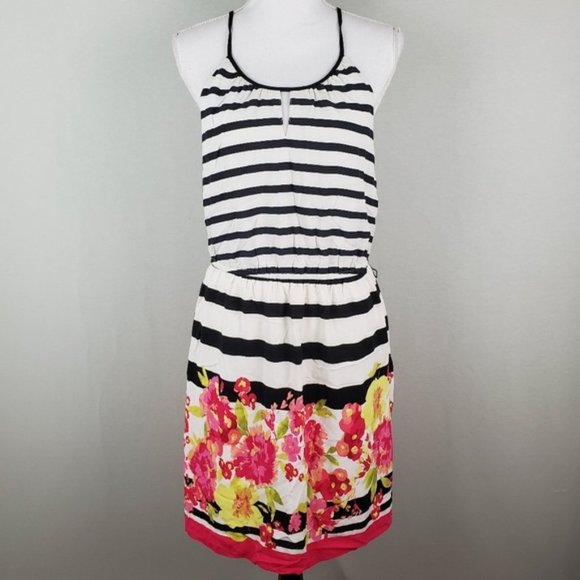 Elle Sleeveless Dress Striped with Floral - Picture 1 of 7